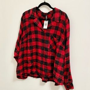 Torrid Buffalo Plaid Lounge Button Down Top Shirt - 1 Pocket - 2X - 18/20 NEW